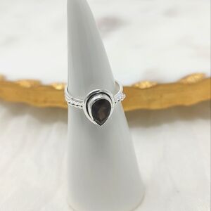 Size 6 sterling silver smoky brown quartz ring